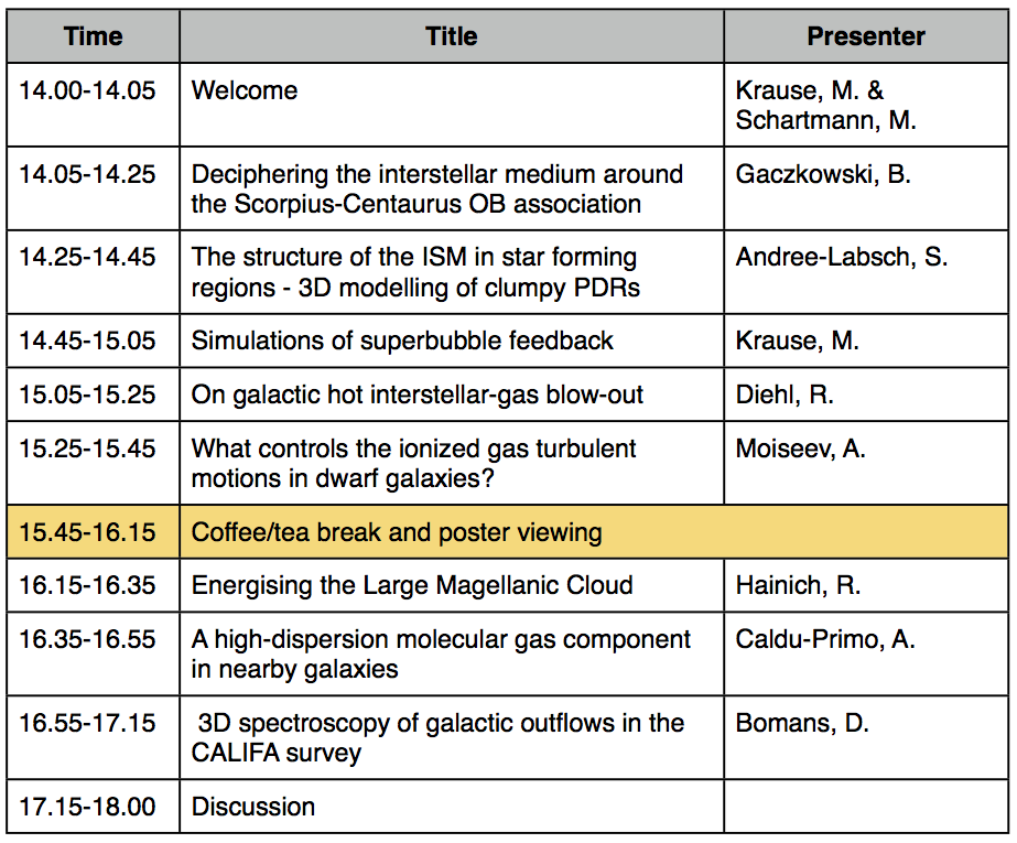 Program of the splinter session