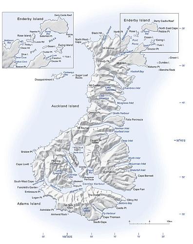 [Karte des Auckland-Archipels]